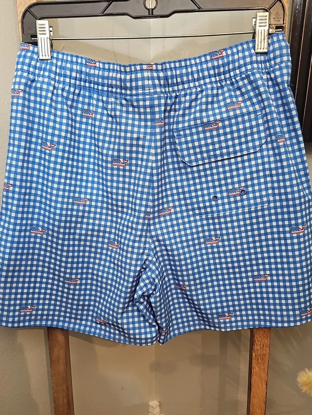 Vineyard Vines Boys Blue Chappy Trunks Ginham Tideblue Board Shorts Swimwear
